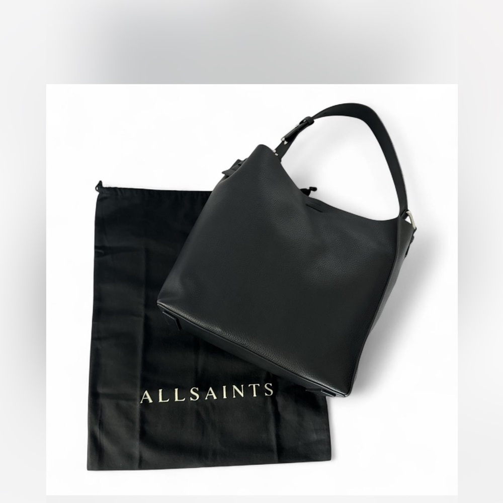 All Saints Charcoal Leather Tote